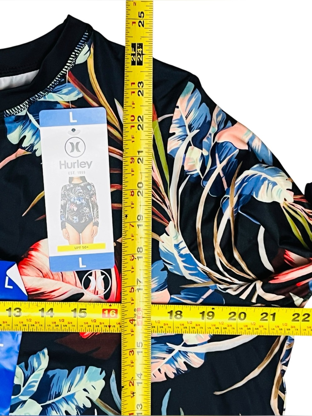 Hurley Women's Swimwear UPF50+ Tropical Floral Shirt Long Sleeve Rashguard Top L - Picture 8 of 10